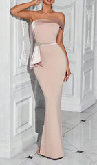 Eloise Luxe Blush Pink Off-Shoulder Maxi Gown
