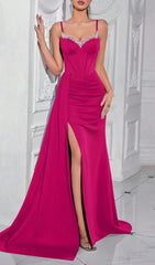 Elihu Embellished Corset High Slit Gown