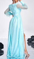 Cassiel Dazzling V-Neck Sequin Maxi Dress