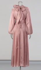 Juhani Rose Pleated Satin Maxi Dress