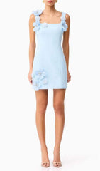 Glison Black 3D Flower Embellished Mini Dress