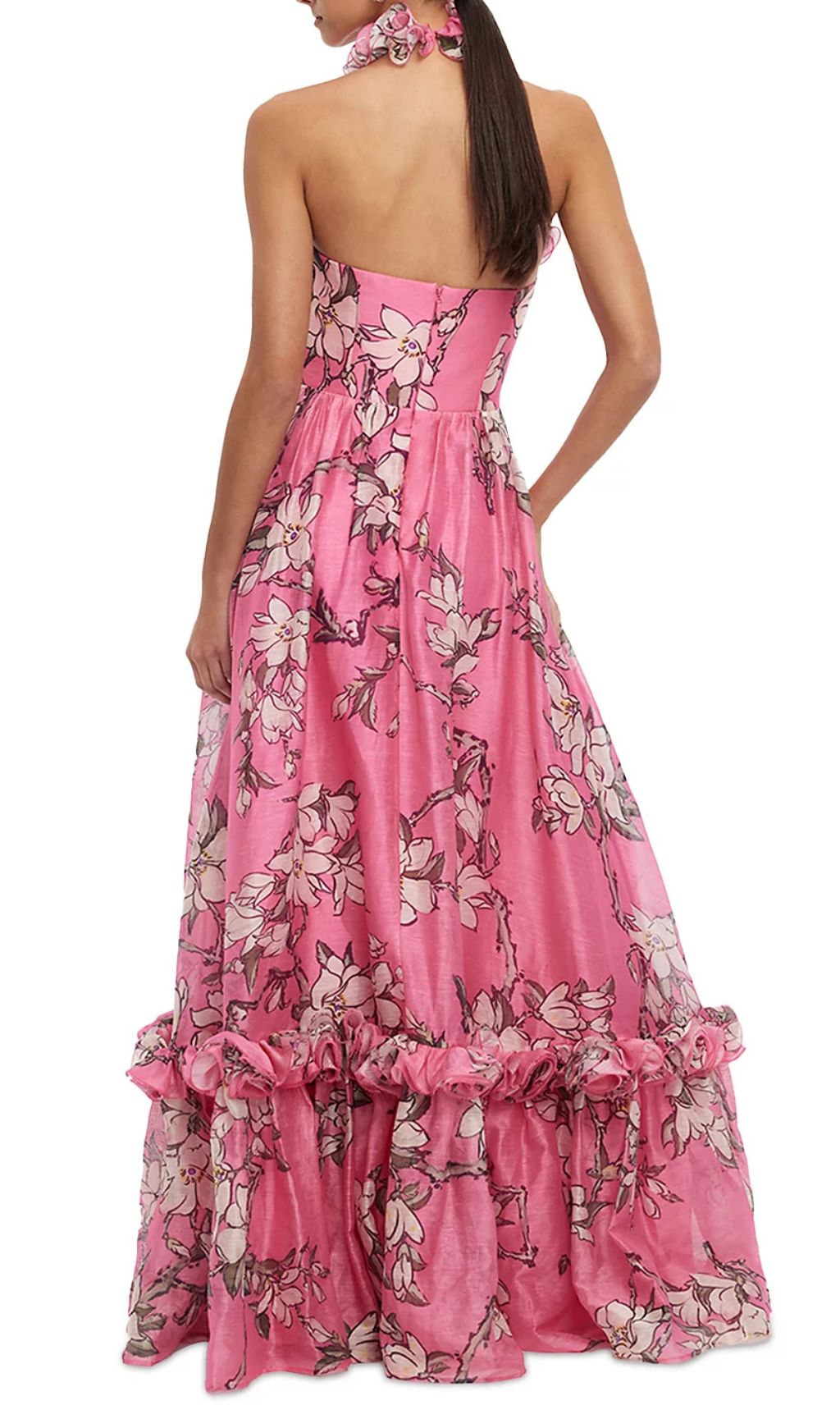 Isabelle Floral Ruffled Halter Maxi Dress