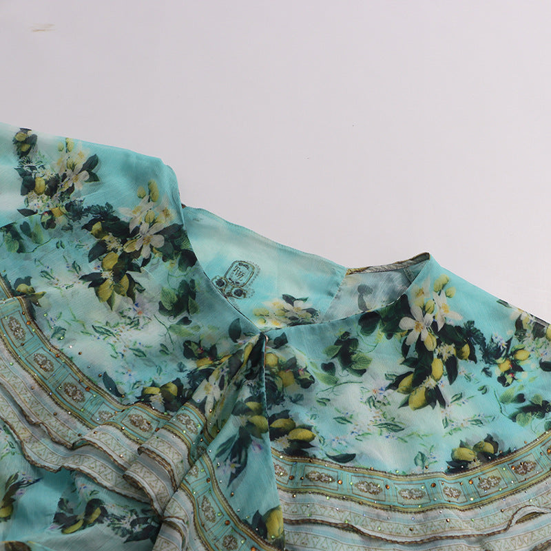 Jaymes Artistic Print High-Low Maxi Dress
