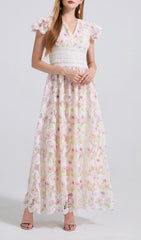 Ezlynn Garden Bloom Embroidered Lace Maxi Dress