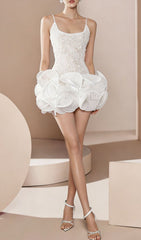 Jem Chic White Petal Ruffle Mini Dress