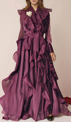 Isono "Enchantress" Purple Ruffled Maxi Gown