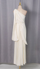 Jenise Grecian Goddess One-Shoulder Ruched Maxi Dress