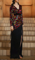 Dimaia Dazzling Floral Sequin & Tassel Maxi Dress