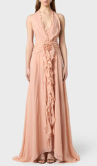 Florine Dusty Rose Halter Maxi Gown