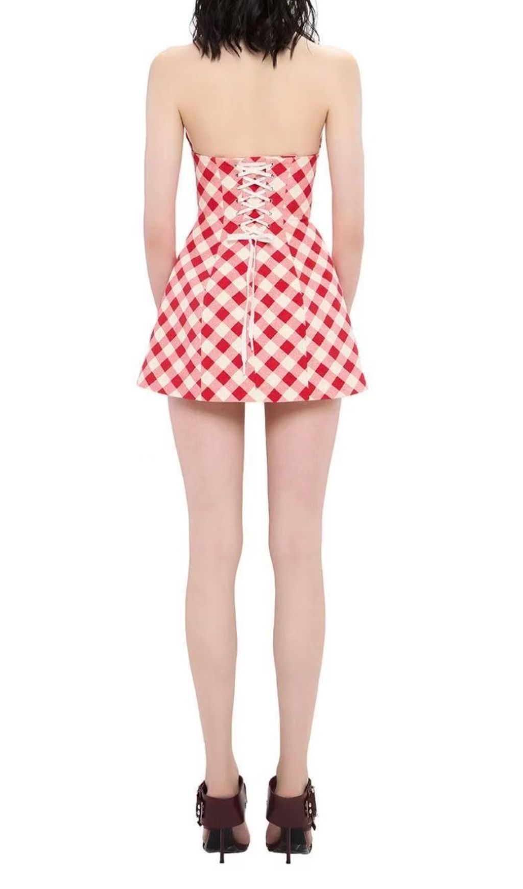 Irela Chic Gingham Halter Mini Dress