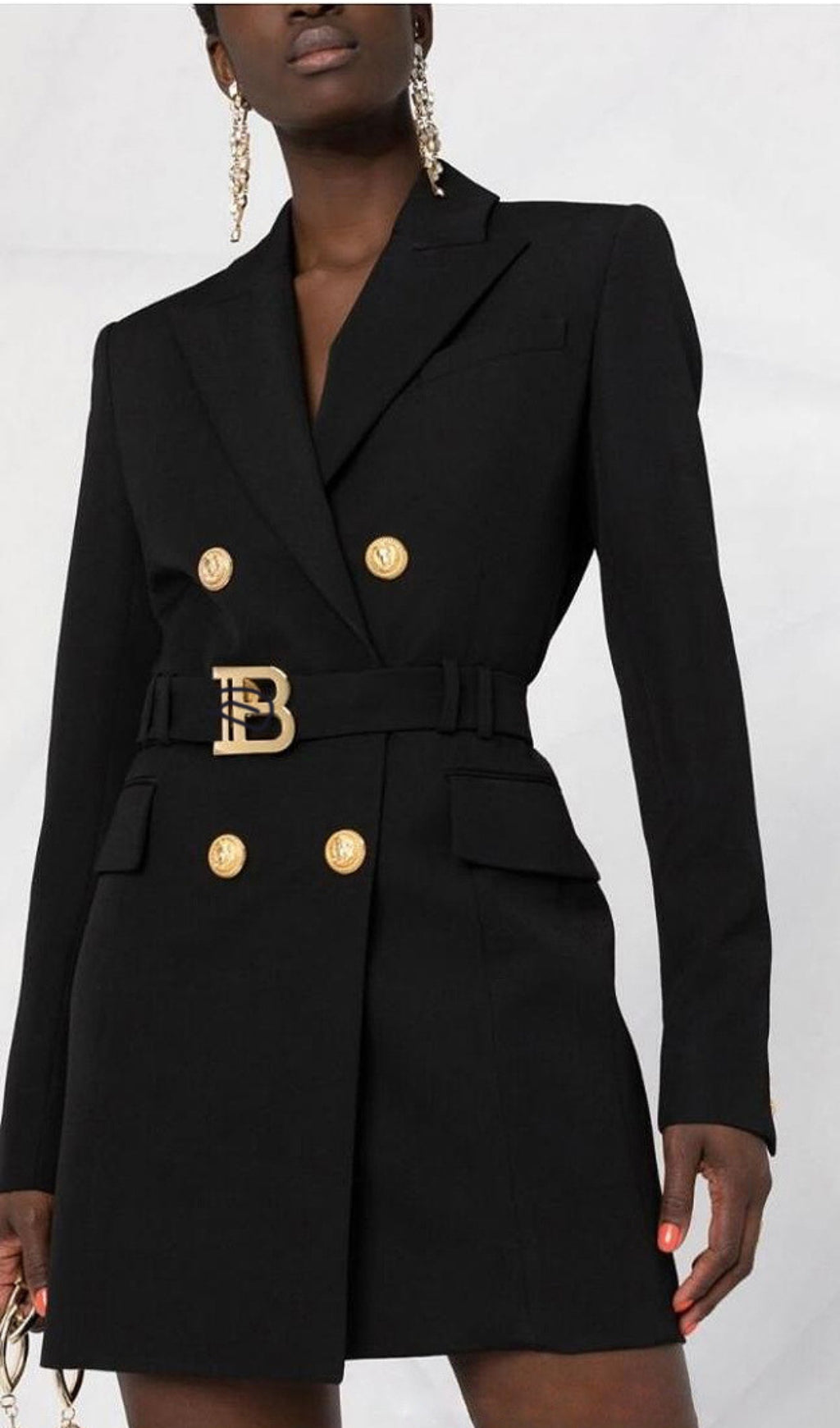 Aasia Black Double-Breasted Blazer Mini Dress
