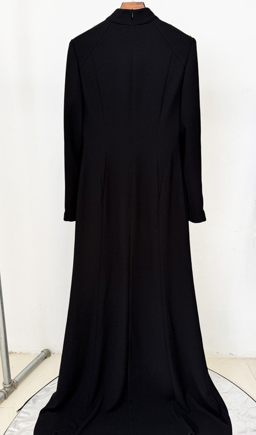 Electa Black Studded High Neck Maxi Dress