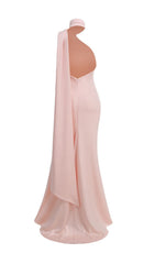 Carmelo Blush Pink Halter Maxi Gown