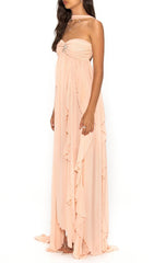 Frayne "Liquid Moonlight" Nude Pink Tiered Chiffon Maxi Dress