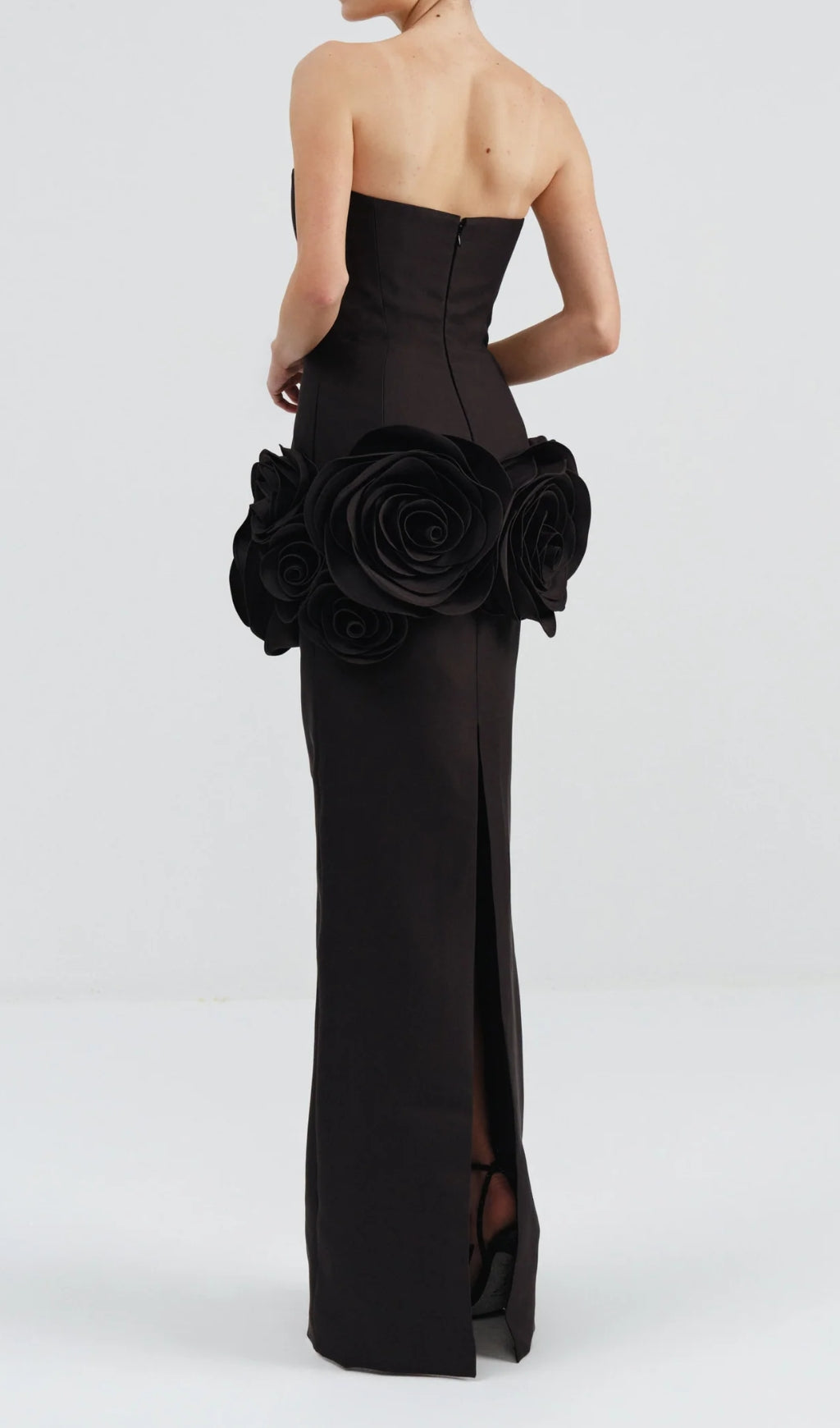 Domino Strapless 3D Rose Embellished Maxi Gown
