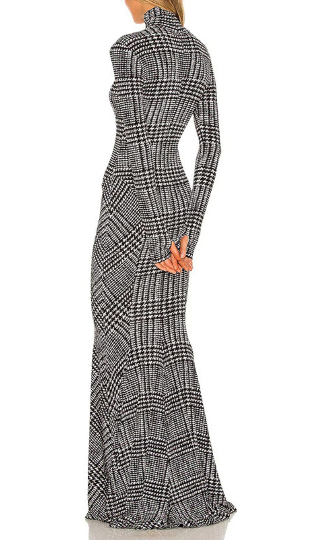 Gilmore Chic Plaid Turtleneck Maxi Dress