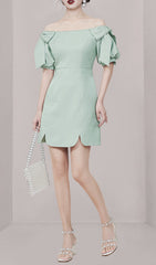 Donae Chic Off-Shoulder Mint Green Mini Dress