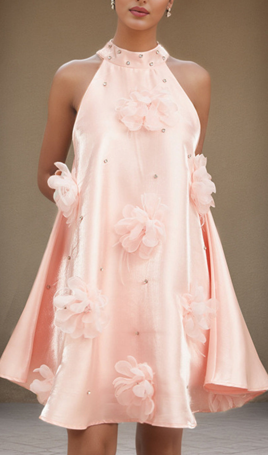 Blush Bloom Halter Mini Dress