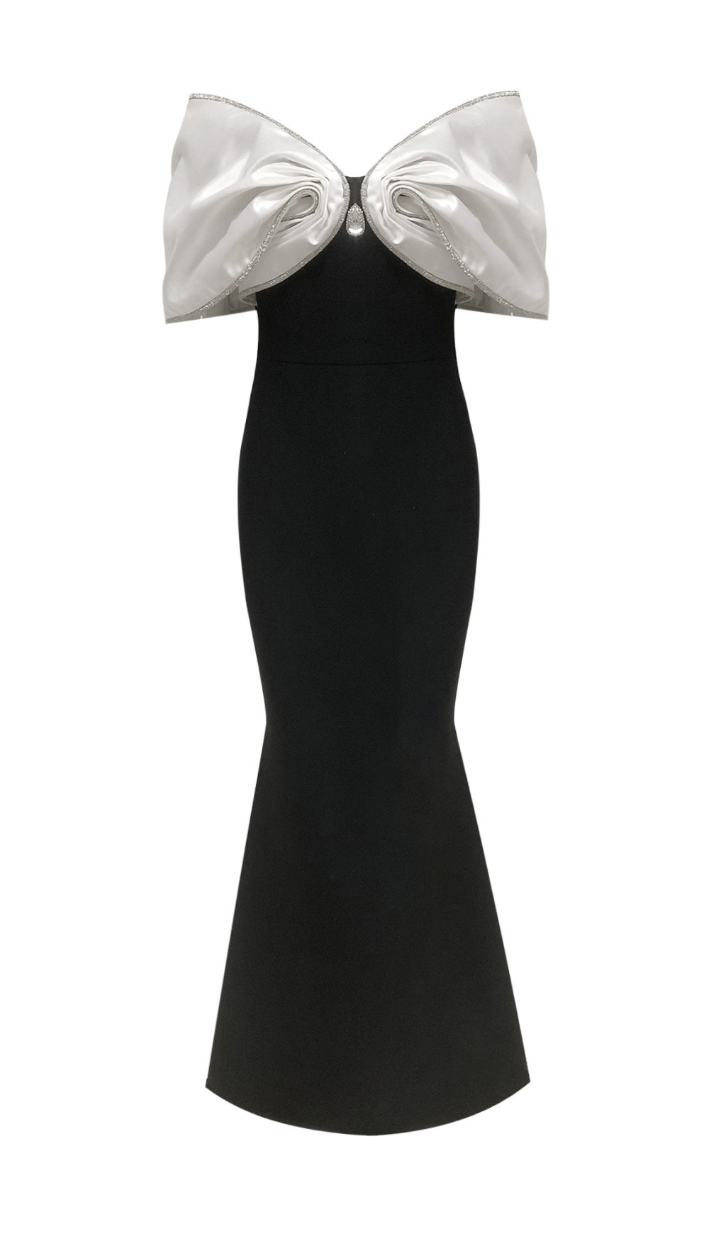 Fabio Glamour Black & White Off-Shoulder Maxi Dress