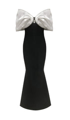 Fabio Glamour Black & White Off-Shoulder Maxi Dress