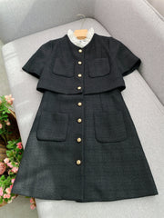 Elegant Black Tweed-Style Mini Dress