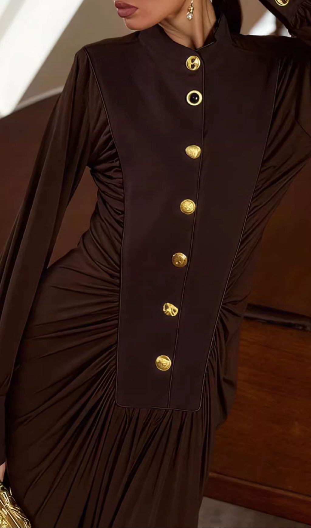 Hikari Empress Ruched Long Sleeve Maxi Dress