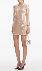 Dazzling Pearl Trim Sequin Mini Dress