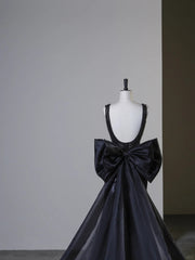 Black Mermaid Satin Low Back with Bow Party Dress