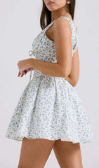 Bernie Blue Floral V-Neck Mini Dress