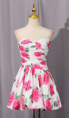 Heloise Pink Rose Floral Strapless Mini Dress