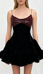 Itai Glamorous Sequin & Velvet Party Mini Dress