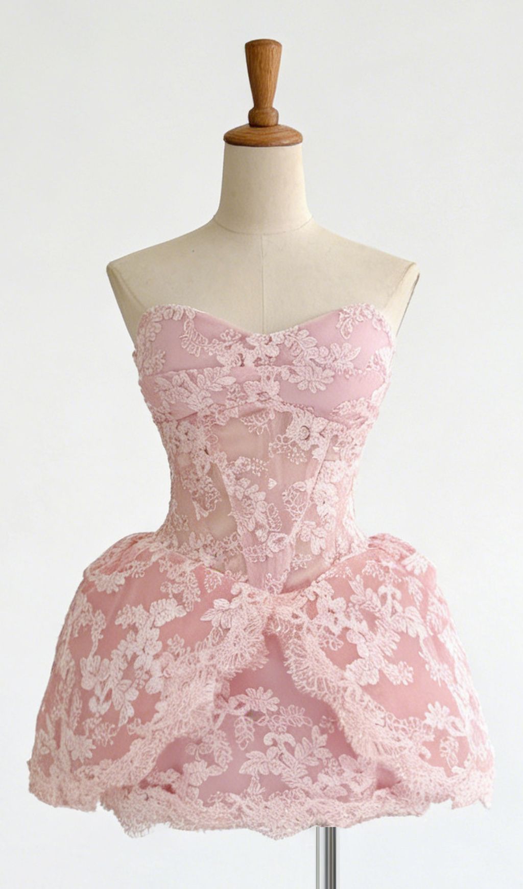 Kadi Pink Lace Strapless Mini Dress
