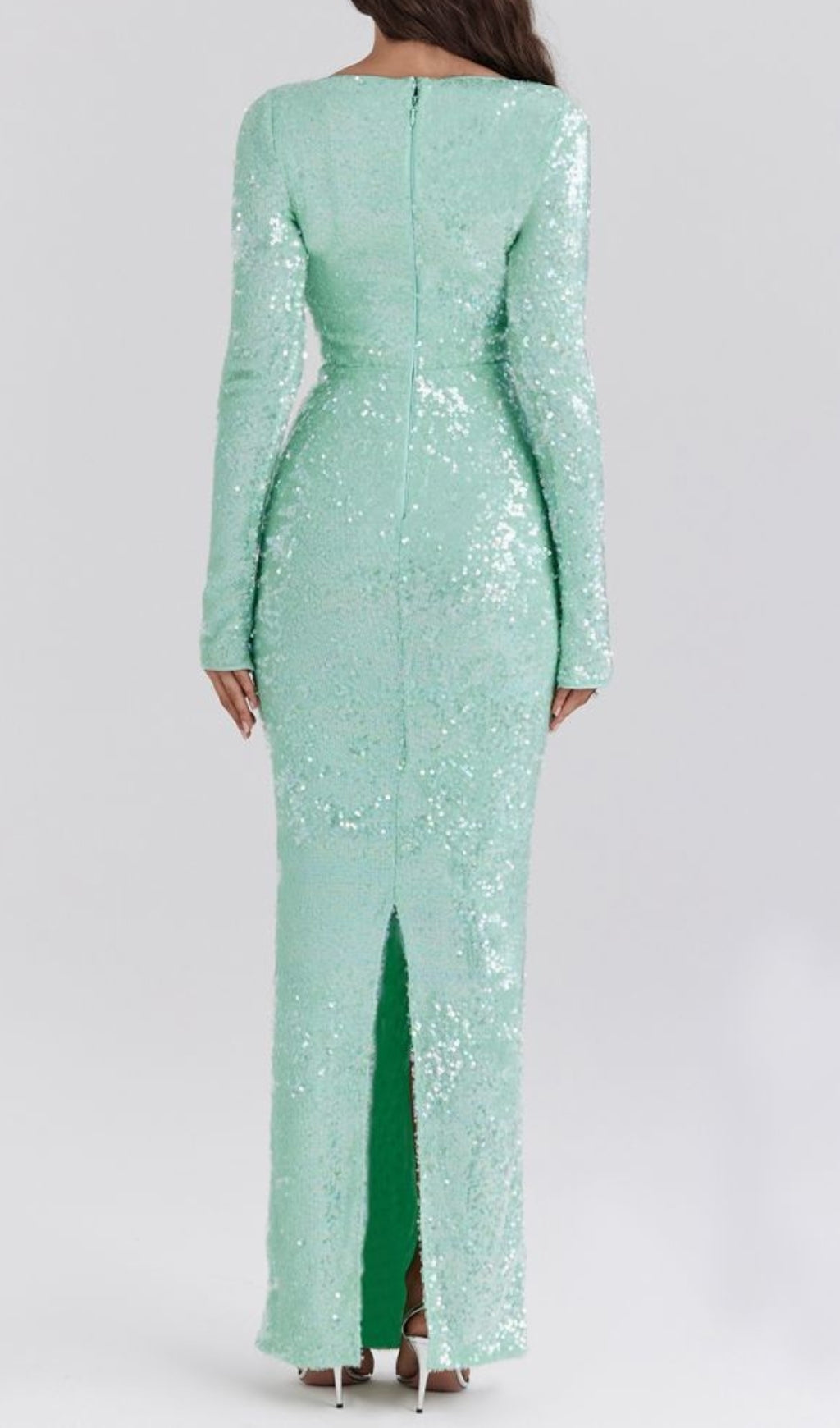 Betsy Seafoam Sequin Maxi Gown