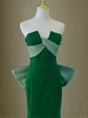 Green Mermaid Strapless Long Evening Dress with Bow