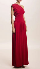 Jordon Red One-Shoulder Maxi Dress