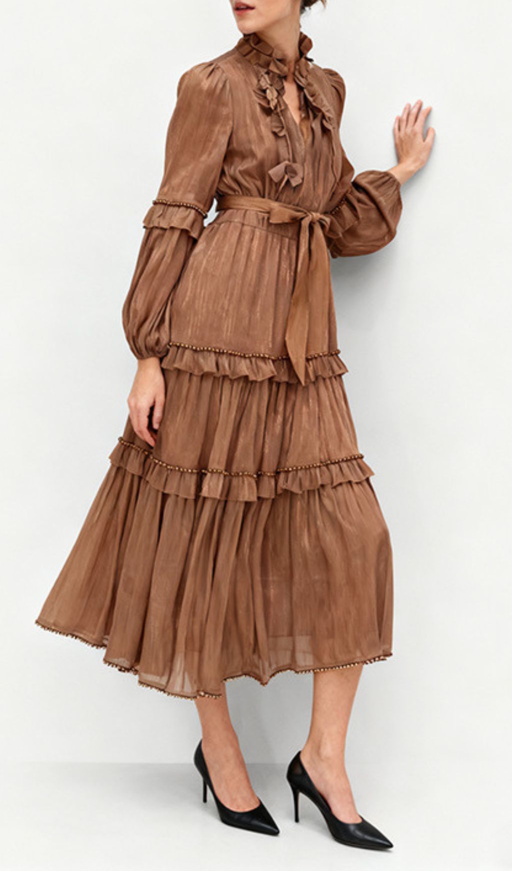 Ilissa Elegant Ruffle Midi Dress for Women