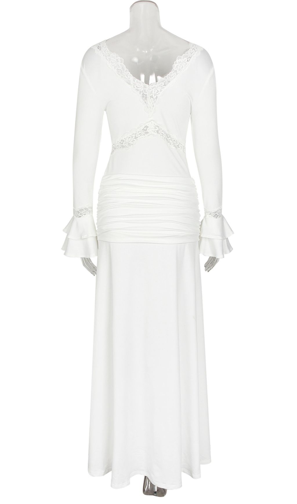 Akeelah Graceful Lace-Trimmed Flare Sleeve Maxi Dress
