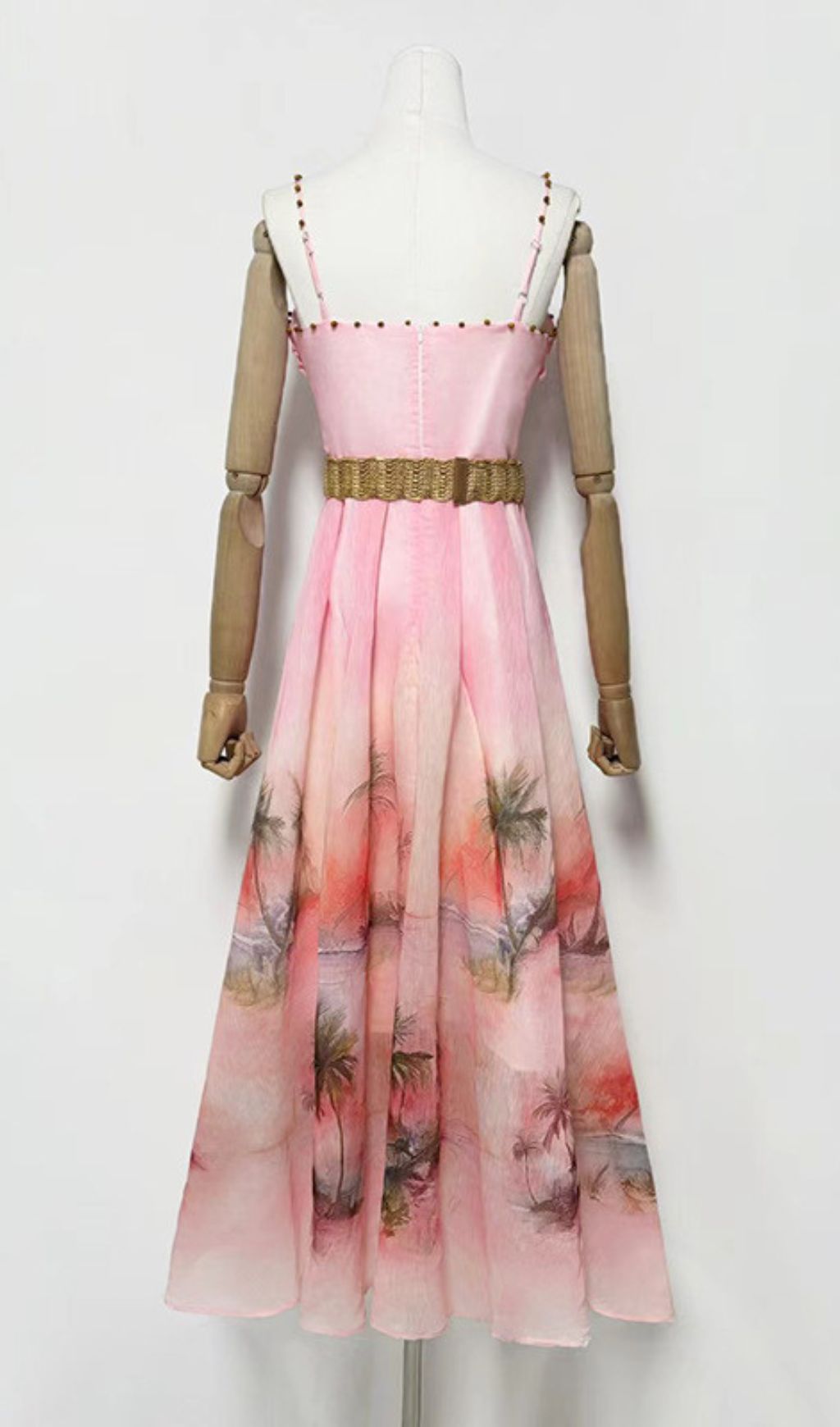 Hester Pink Palm Print Cut-Out Maxi Dress