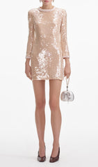 Dazzling Pearl Trim Sequin Mini Dress