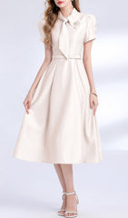 Funa Elegant Bow Tie Midi Dress