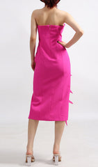 Eider Fuchsia Floral Strapless Midi Dress