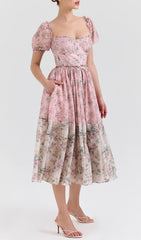 Emke Romantic Floral Midi Dress