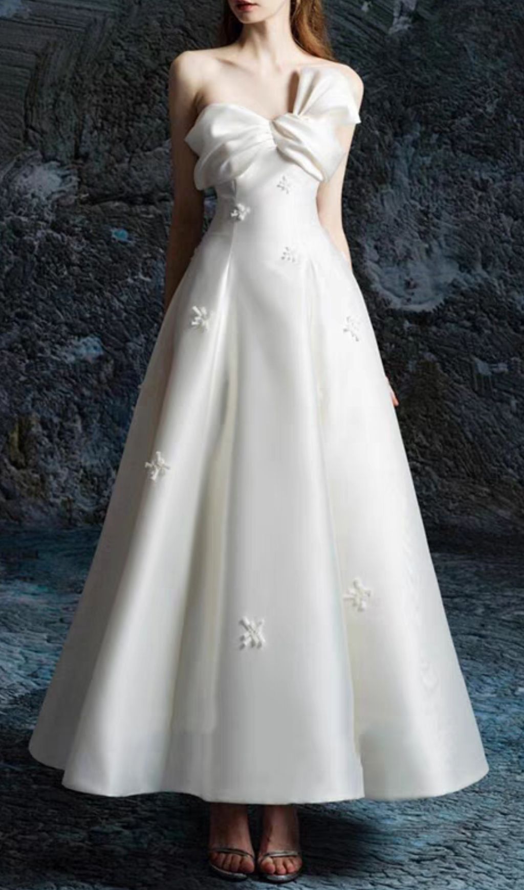 Ganesa White Strapless Bow Maxi Dress