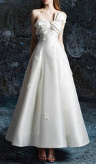 Ganesa White Strapless Bow Maxi Dress