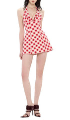 Irela Chic Gingham Halter Mini Dress