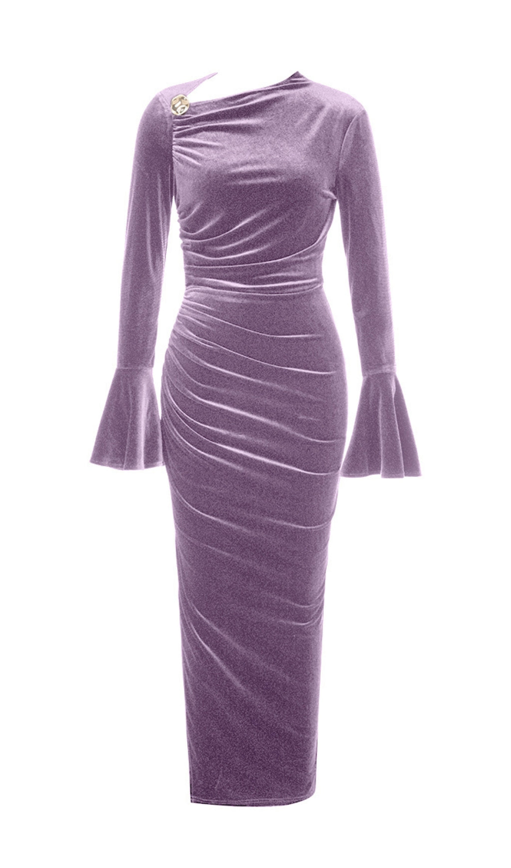Annelise Purple Velvet Bodycon Maxi Dress