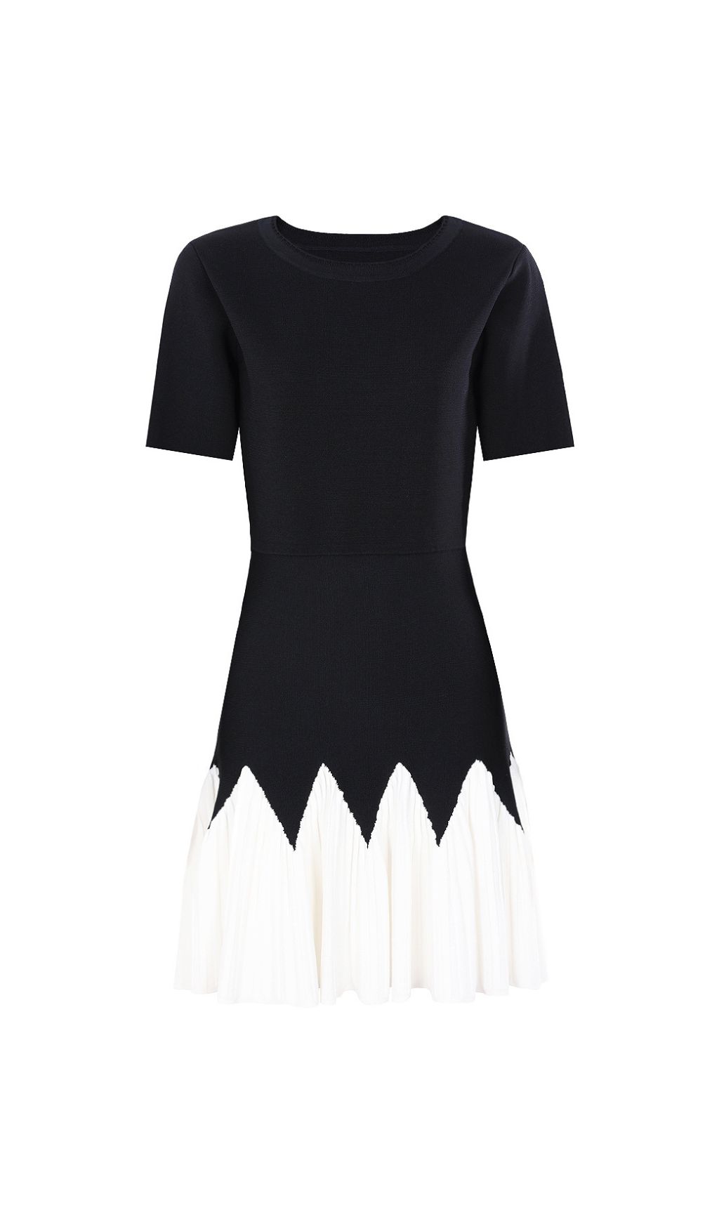 Julinka Chic Two-Tone Knit Pleated Mini Dress