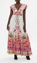 Daria V-Neck Bohemian Floral Maxi Dress