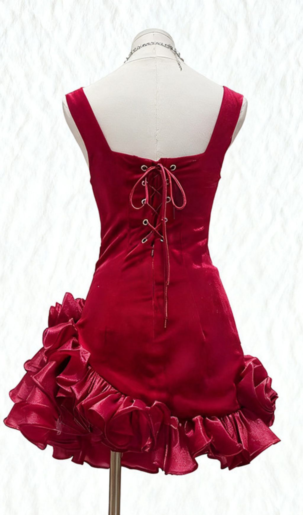 Fern Velvet Rose Ruffle Mini Dress