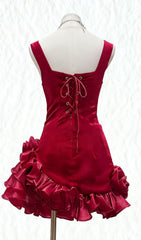 Fern Velvet Rose Ruffle Mini Dress